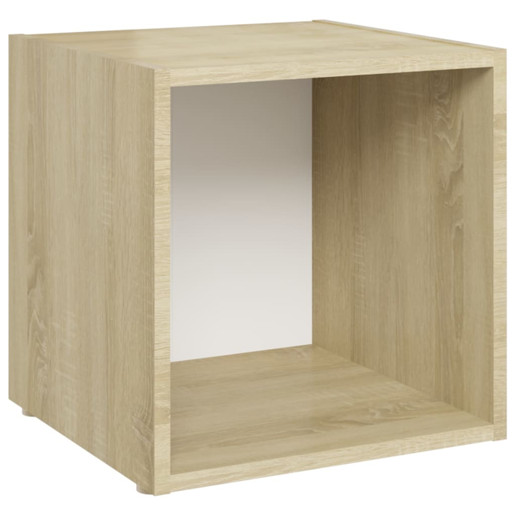 Tv-meubelen 4 st 37x35x37 cm bewerkt hout wit sonoma eikenkleur is nu te koop bij PeponiXL, paradijselijk wonen!