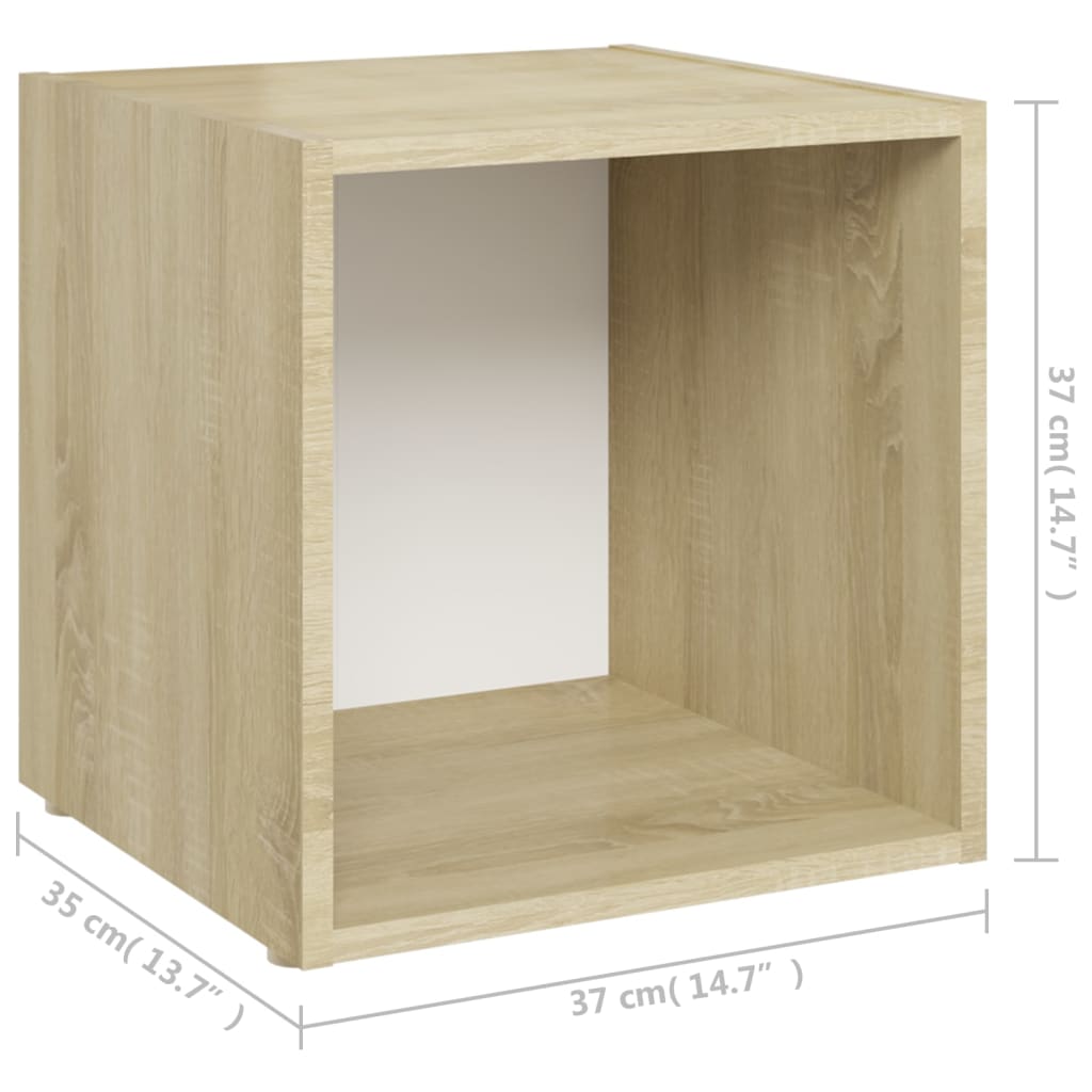 Tv-meubelen 4 st 37x35x37 cm bewerkt hout wit sonoma eikenkleur is nu te koop bij PeponiXL, paradijselijk wonen!