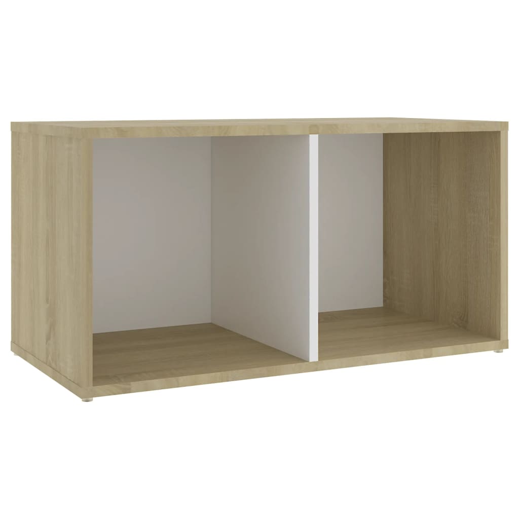 Tv-meubel 72x35x36,5 cm bewerkt hout wit en sonoma eikenkleurig is nu te koop bij PeponiXL, paradijselijk wonen!
