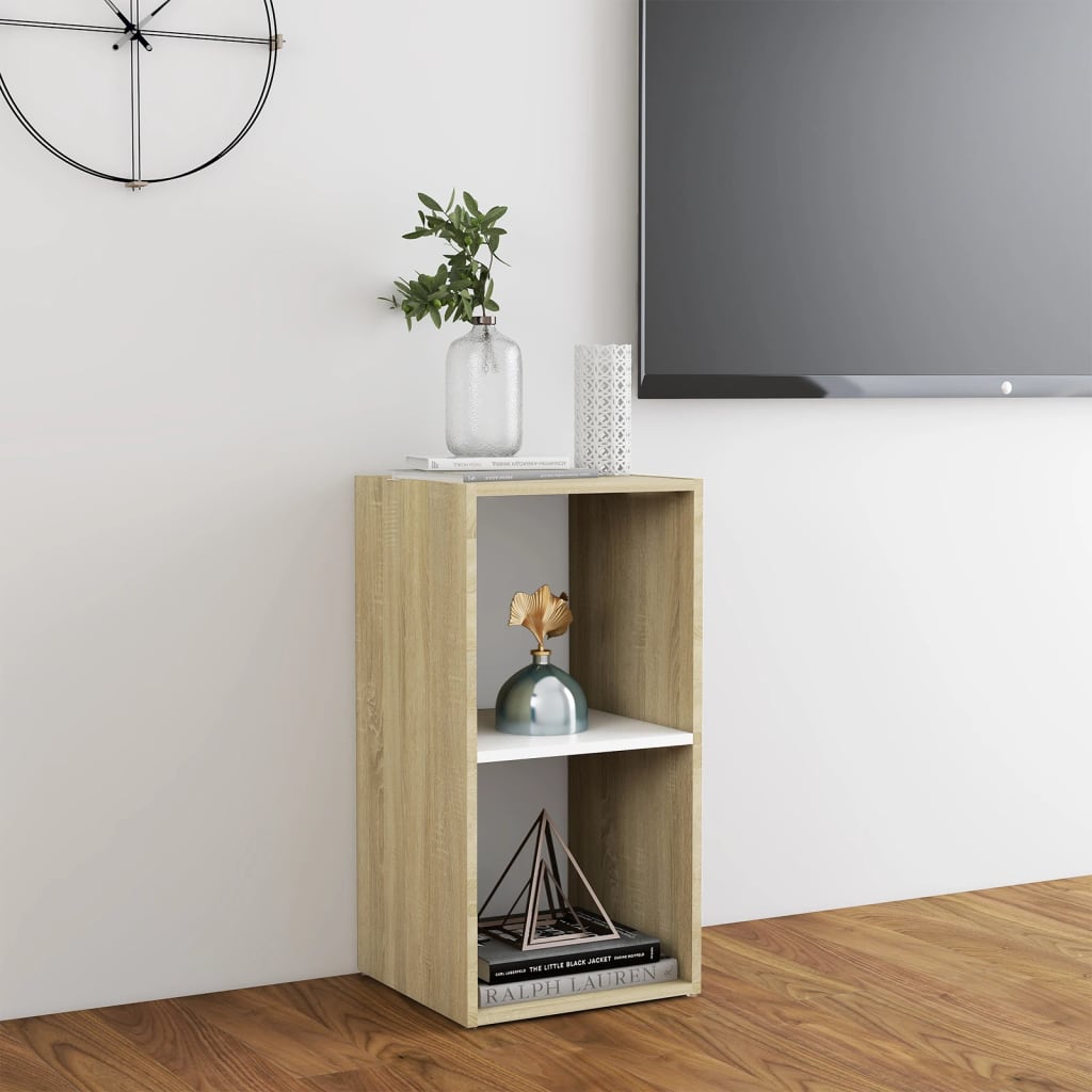 Tv-meubel 72x35x36,5 cm bewerkt hout wit en sonoma eikenkleurig is nu te koop bij PeponiXL, paradijselijk wonen!