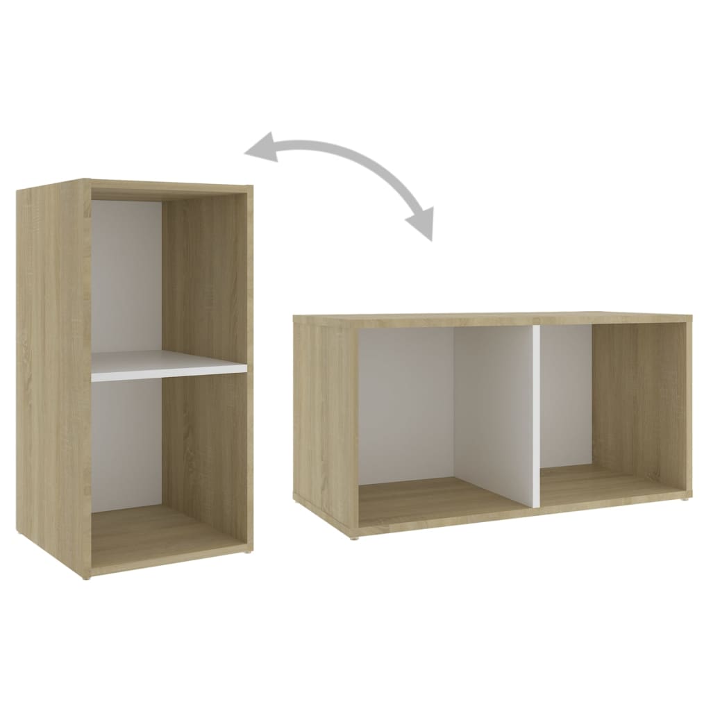 Tv-meubel 72x35x36,5 cm bewerkt hout wit en sonoma eikenkleurig is nu te koop bij PeponiXL, paradijselijk wonen!