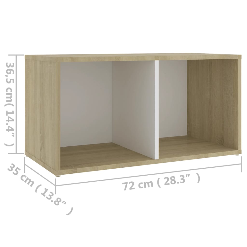 Tv-meubel 72x35x36,5 cm bewerkt hout wit en sonoma eikenkleurig is nu te koop bij PeponiXL, paradijselijk wonen!