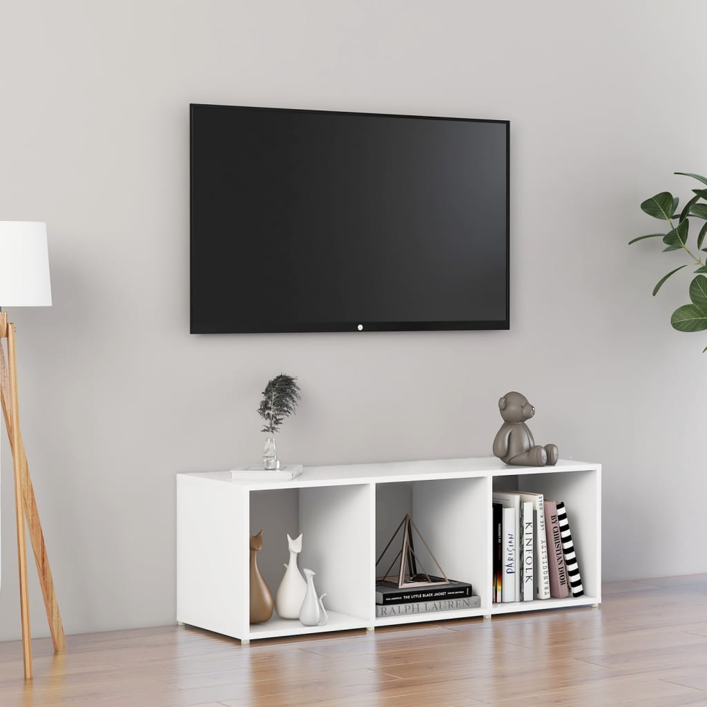 Tv-meubel 107x35x37 cm bewerkt hout wit is nu te koop bij PeponiXL, paradijselijk wonen!