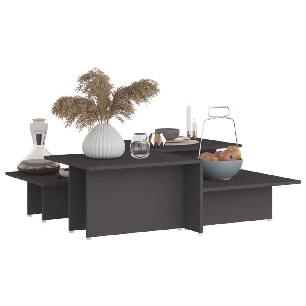 Salontafels 2 st 111,5x50x33 cm bewerkt hout grijs is nu te koop bij PeponiXL, paradijselijk wonen!