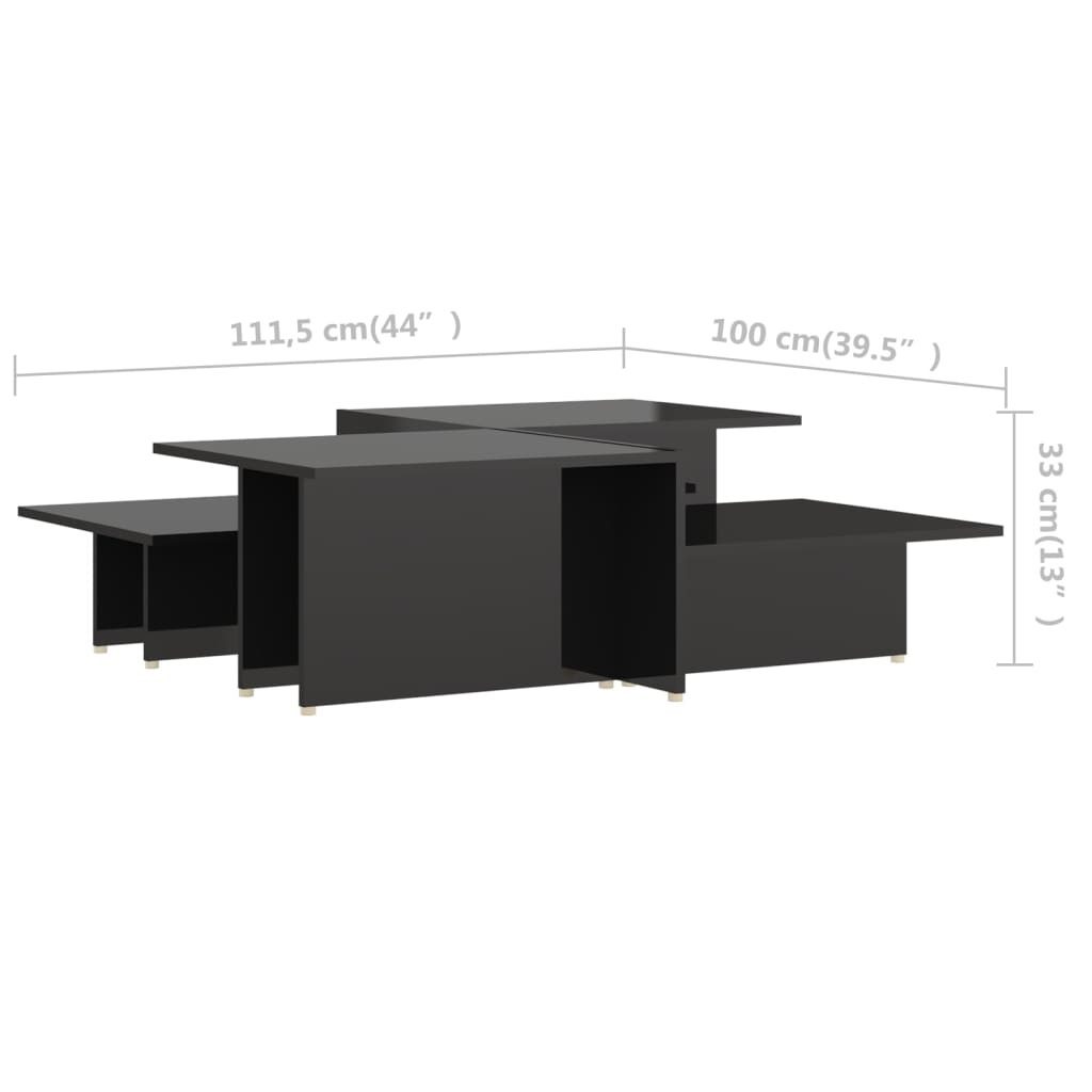 Salontafels 2 st 111,5x50x33 cm bewerkt hout hoogglans zwart is nu te koop bij PeponiXL, paradijselijk wonen!