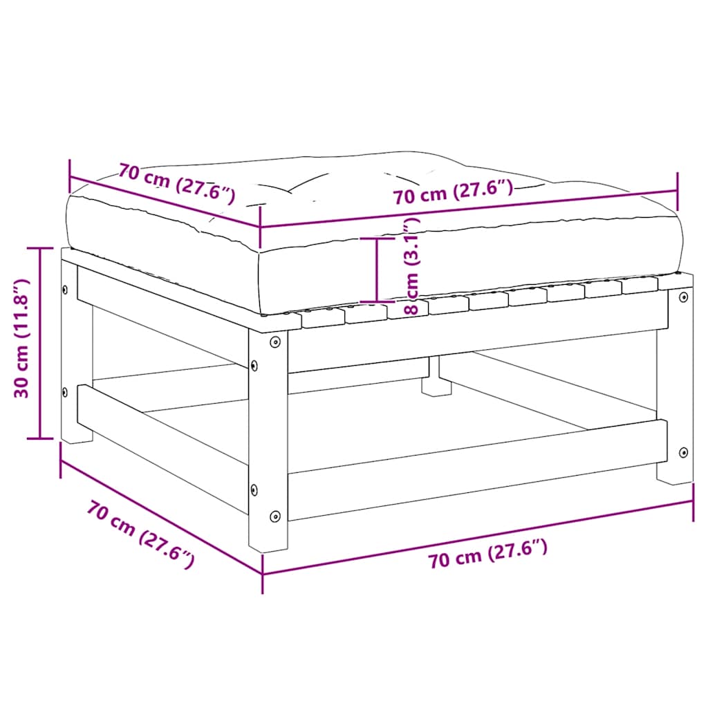 Tuinvoetenbank met kussen massief grenenhout honingbruin is nu te koop bij PeponiXL, paradijselijk wonen!