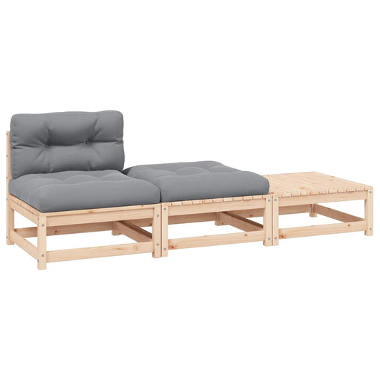 3-delige Loungeset met kussens massief grenenhout is nu te koop bij PeponiXL, paradijselijk wonen!
