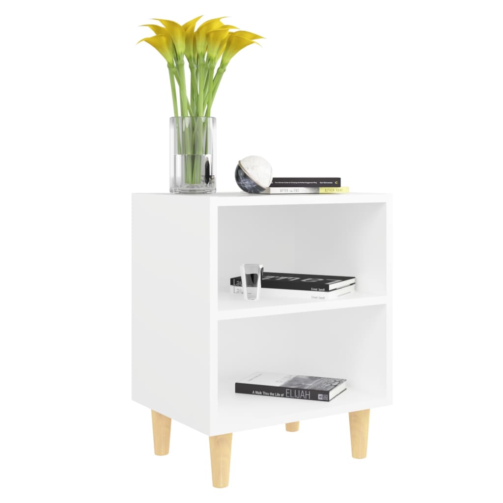 Nachtkastje met massief houten poten 40x30x50 cm wit is nu te koop bij PeponiXL, paradijselijk wonen!