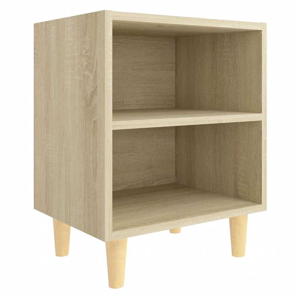 Nachtkastje met houten poten 40x30x50 cm sonoma eikenkleurig is nu te koop bij PeponiXL, paradijselijk wonen!