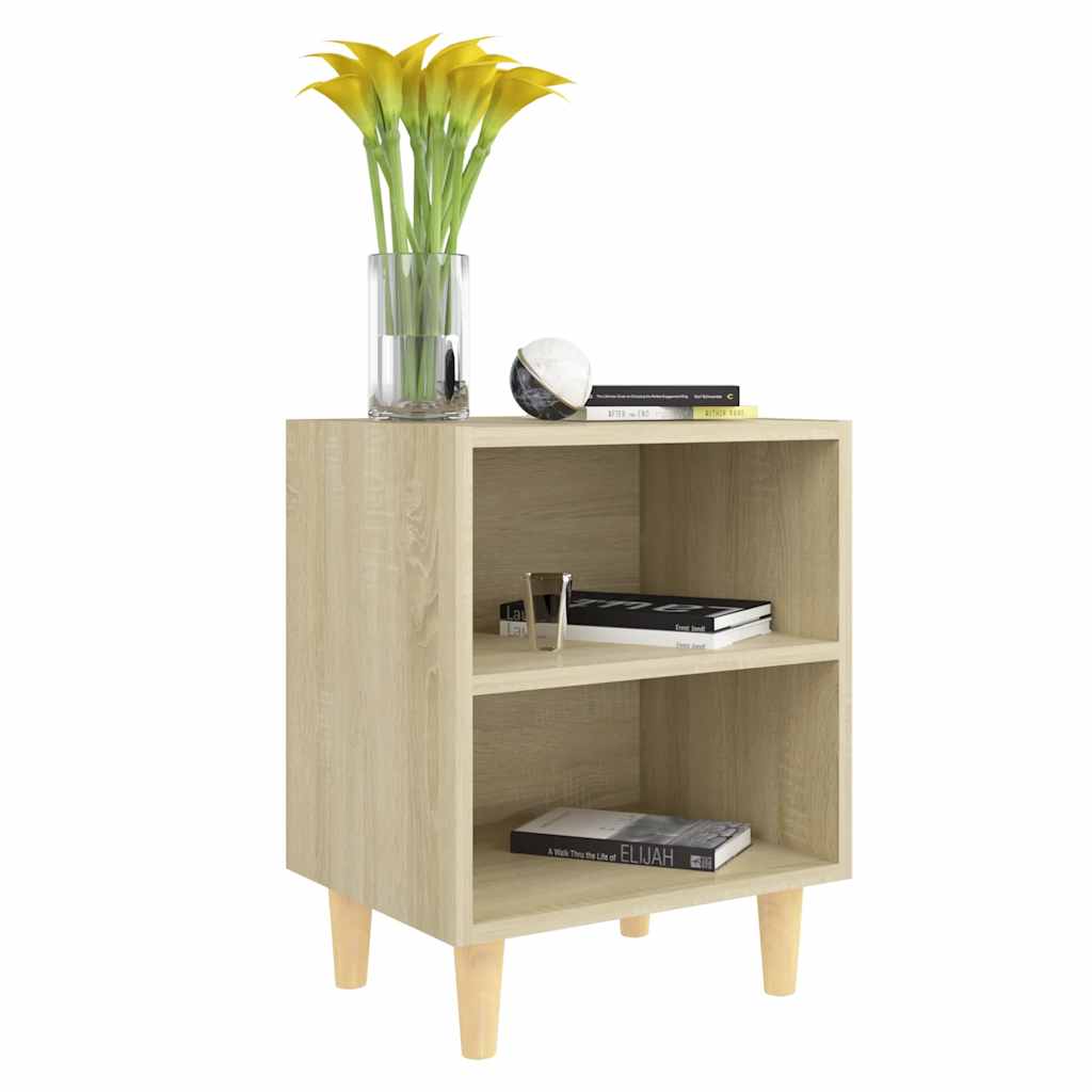 Nachtkastje met houten poten 40x30x50 cm sonoma eikenkleurig is nu te koop bij PeponiXL, paradijselijk wonen!