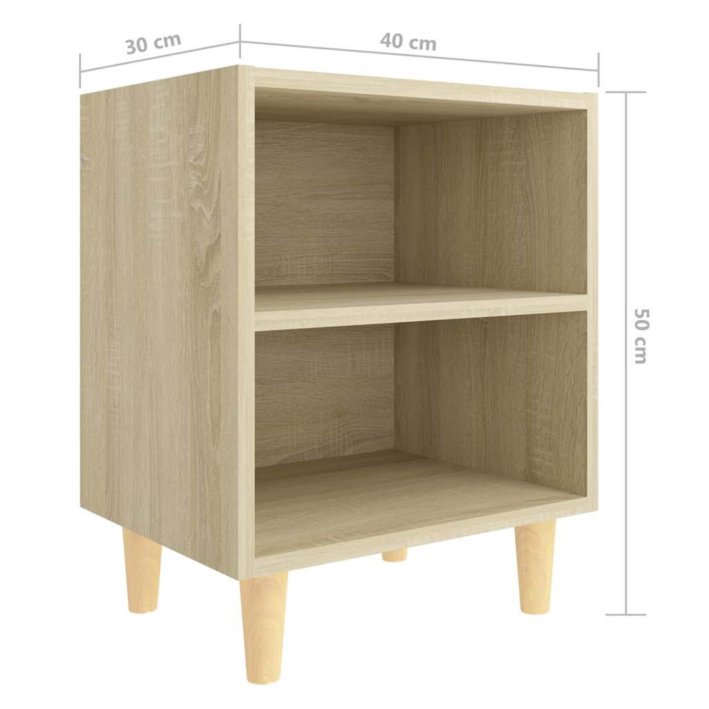Nachtkastje met houten poten 40x30x50 cm sonoma eikenkleurig is nu te koop bij PeponiXL, paradijselijk wonen!