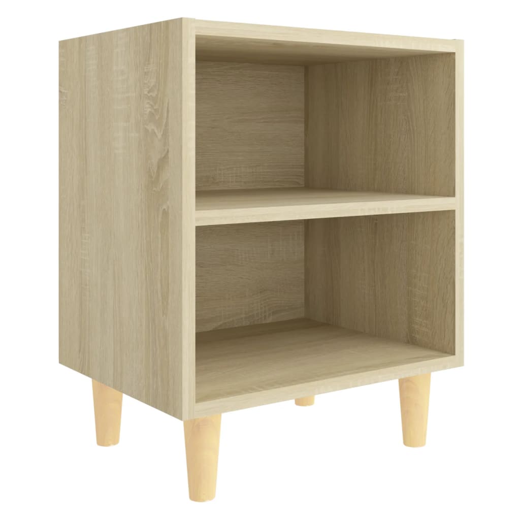 Nachtkastjes 2 st met houten poten 40x30x50 cm sonoma eiken is nu te koop bij PeponiXL, paradijselijk wonen!