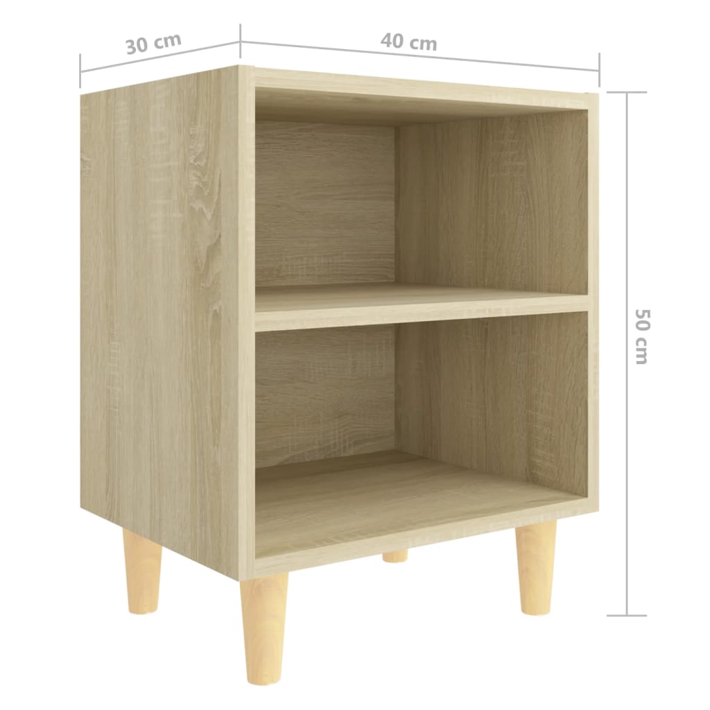 Nachtkastjes 2 st met houten poten 40x30x50 cm sonoma eiken is nu te koop bij PeponiXL, paradijselijk wonen!