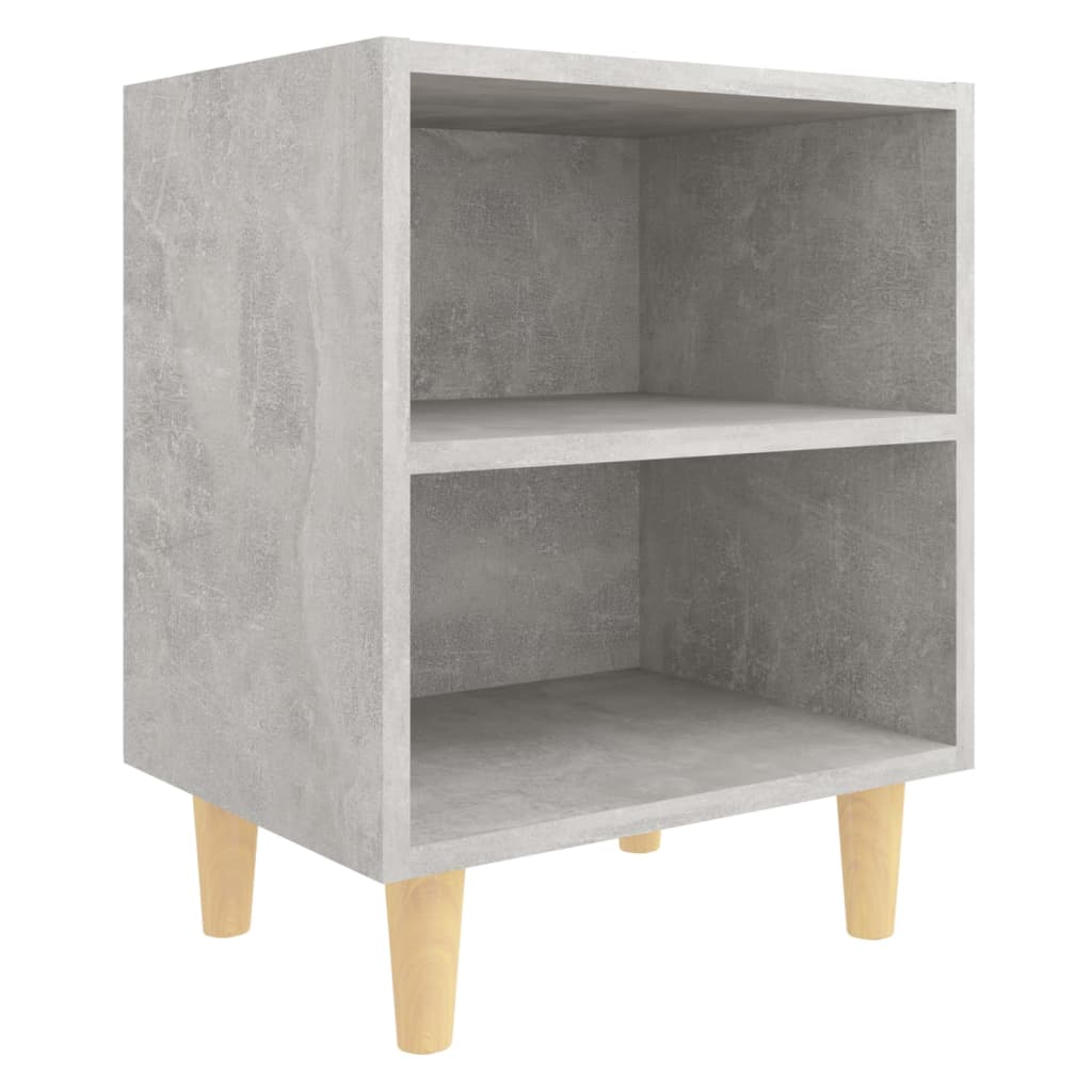 Nachtkastje met massief houten poten 40x30x50 cm betongrijs is nu te koop bij PeponiXL, paradijselijk wonen!
