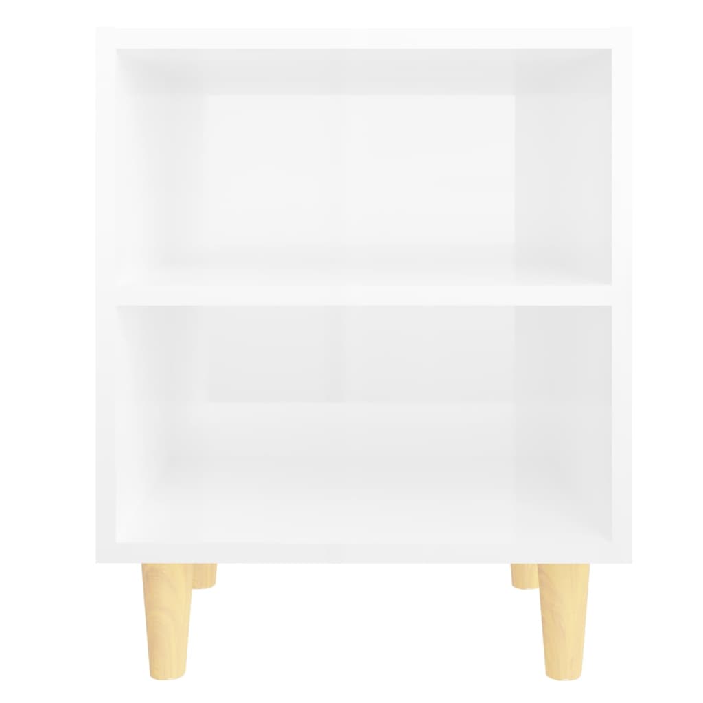 Nachtkastjes 2 st met houten poten 40x30x50 cm hoogglans wit is nu te koop bij PeponiXL, paradijselijk wonen!