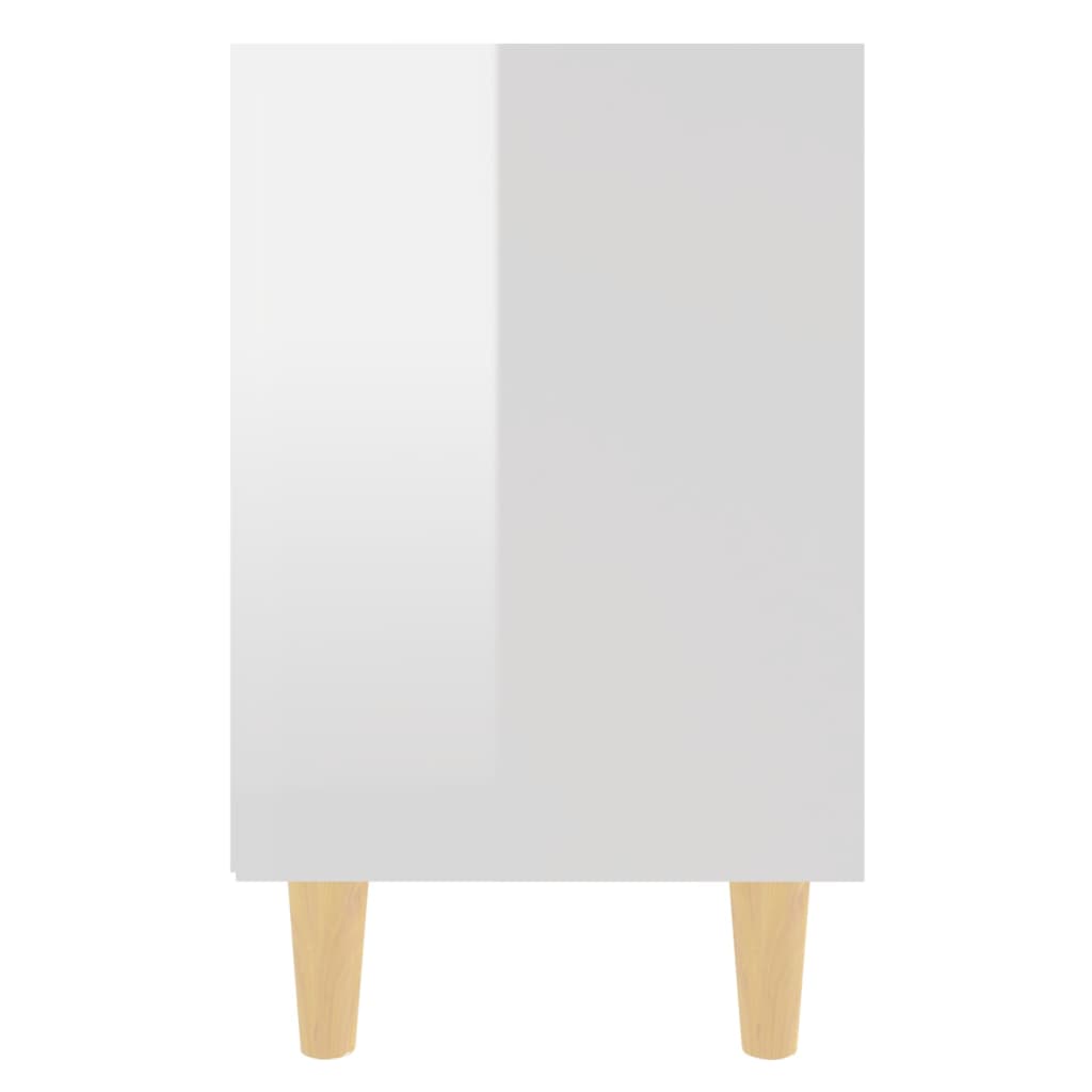 Nachtkastjes 2 st met houten poten 40x30x50 cm hoogglans wit is nu te koop bij PeponiXL, paradijselijk wonen!