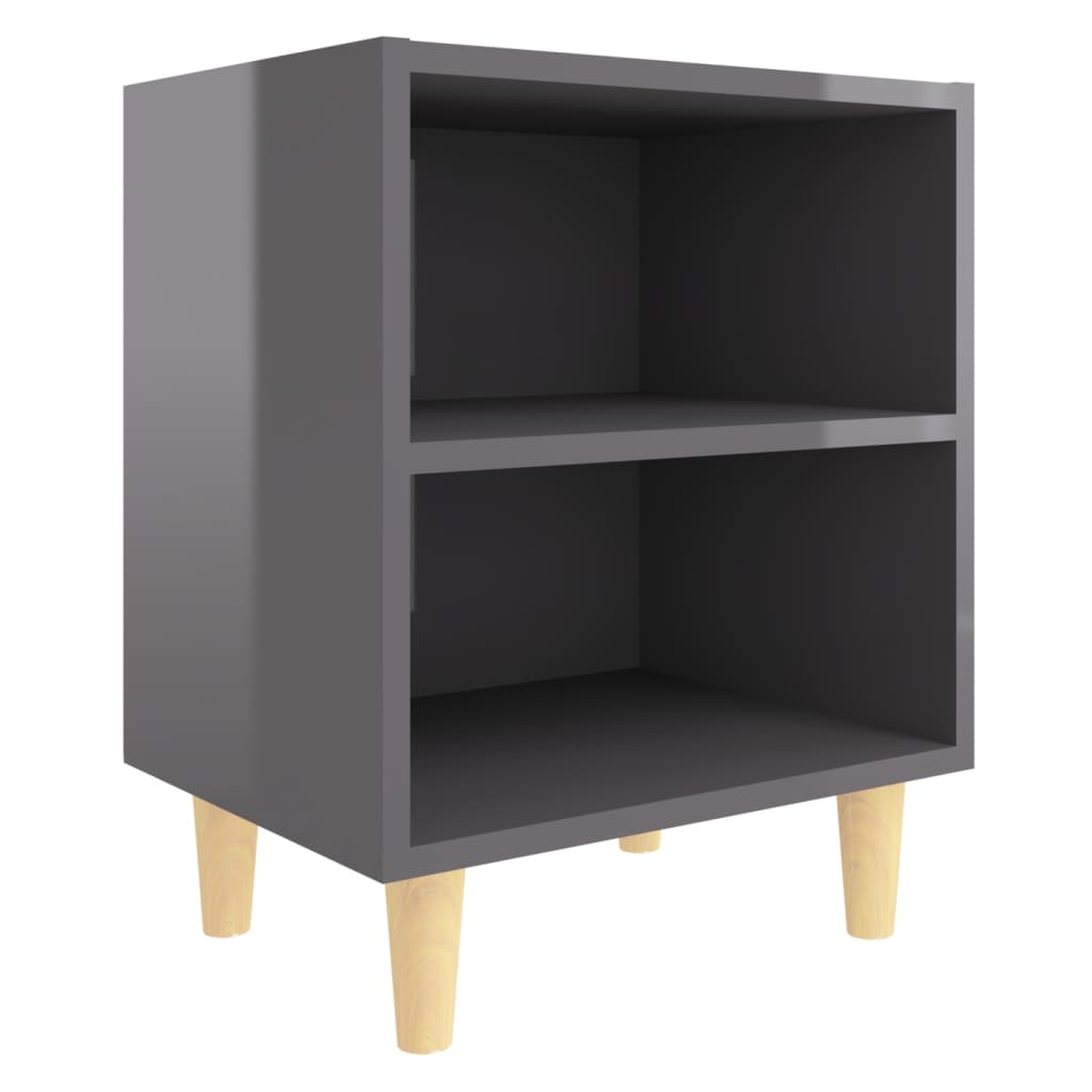 Nachtkastjes 2 st met houten poten 40x30x50 cm hoogglans grijs is nu te koop bij PeponiXL, paradijselijk wonen!