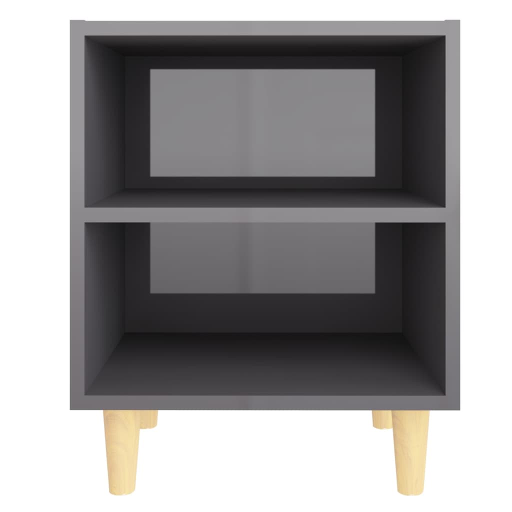Nachtkastjes 2 st met houten poten 40x30x50 cm hoogglans grijs is nu te koop bij PeponiXL, paradijselijk wonen!
