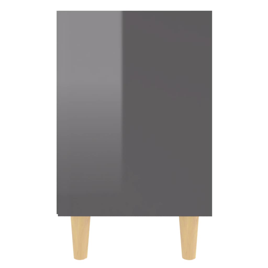 Nachtkastjes 2 st met houten poten 40x30x50 cm hoogglans grijs is nu te koop bij PeponiXL, paradijselijk wonen!
