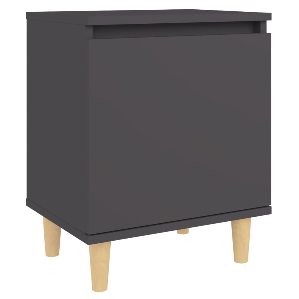 Nachtkastje met massief houten poten 40x30x50 cm grijs is nu te koop bij PeponiXL, paradijselijk wonen!