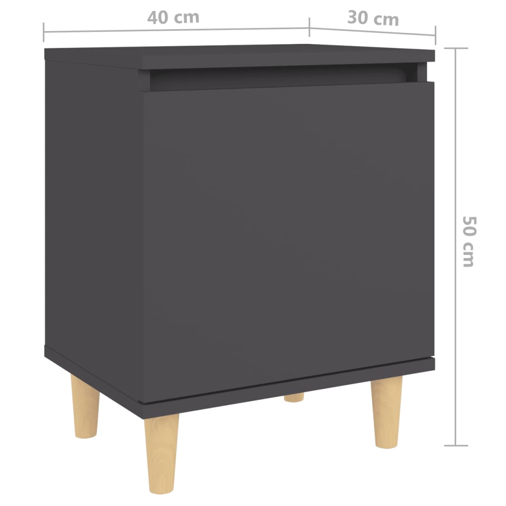 Nachtkastje met massief houten poten 40x30x50 cm grijs is nu te koop bij PeponiXL, paradijselijk wonen!