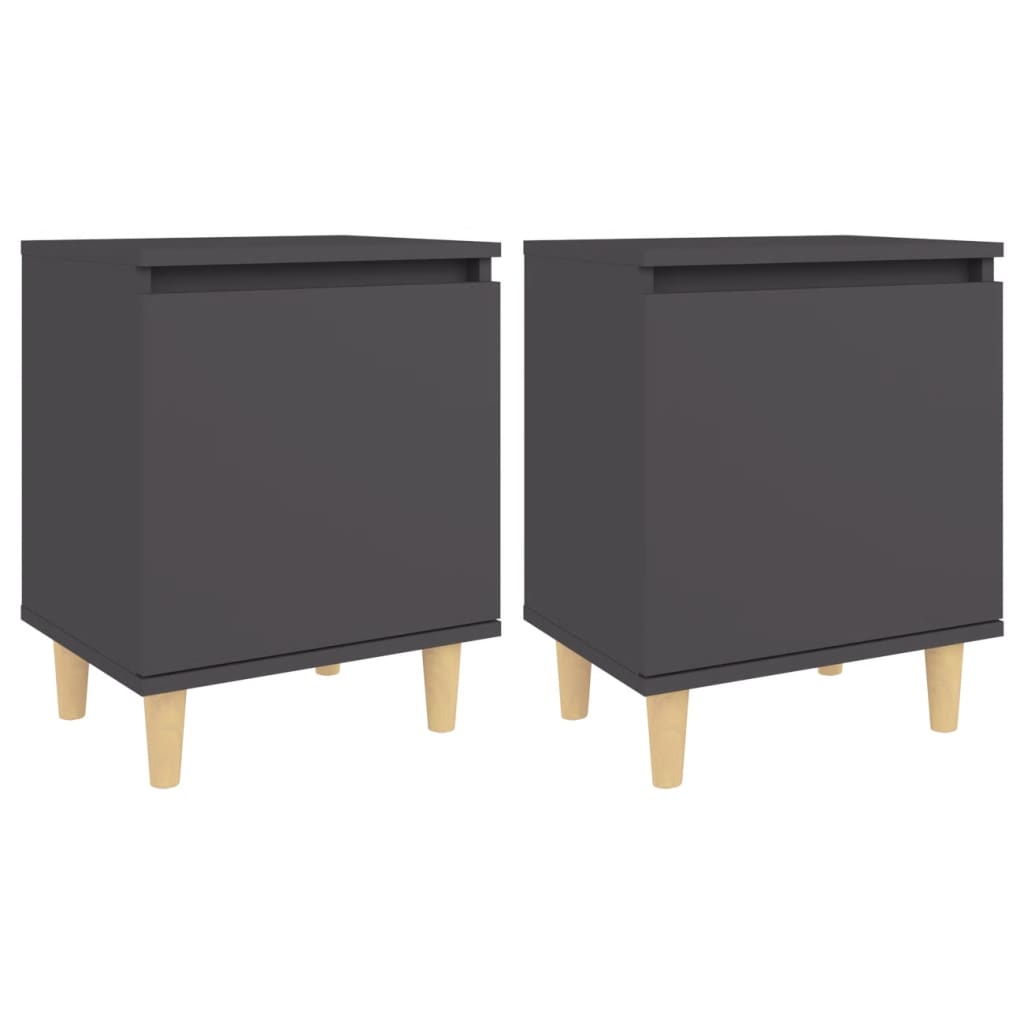 Nachtkastjes 2 st met massief houten poten 40x30x50 cm grijs is nu te koop bij PeponiXL, paradijselijk wonen!