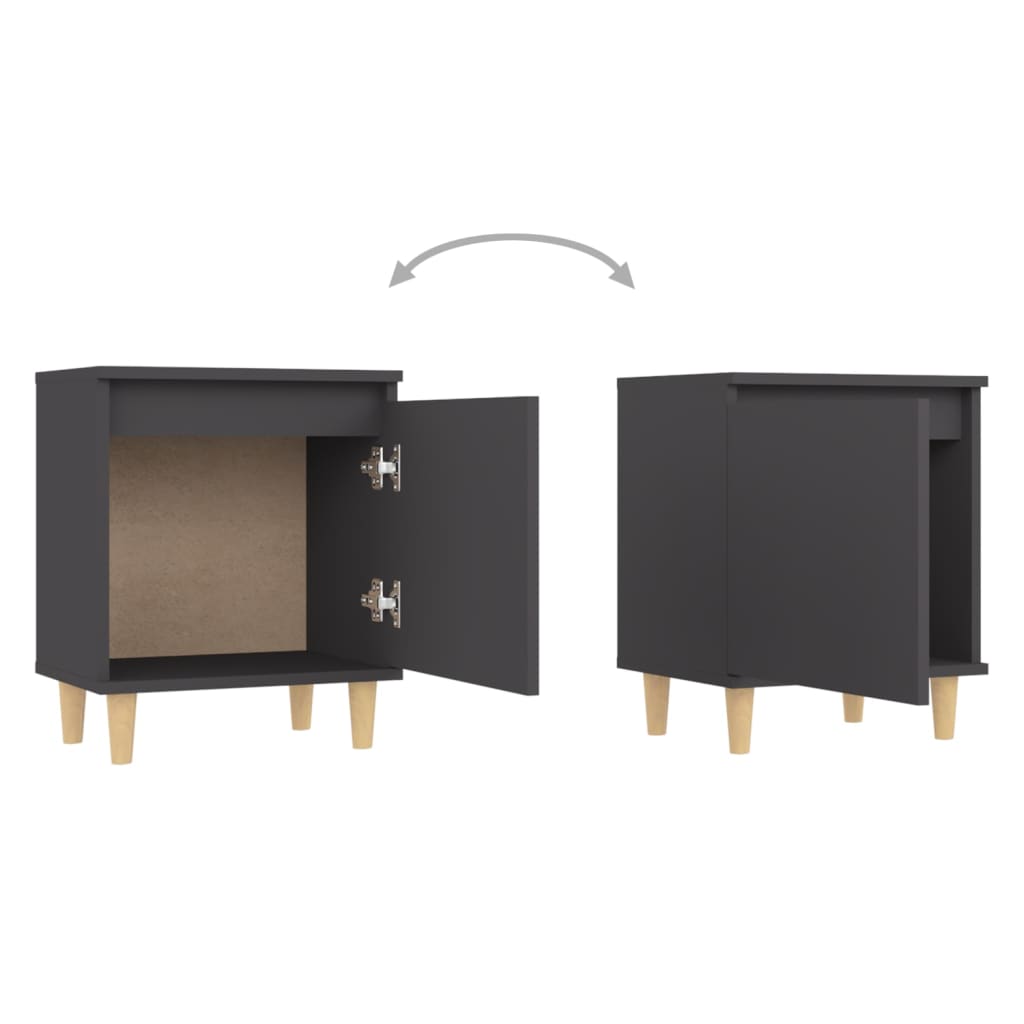 Nachtkastjes 2 st met massief houten poten 40x30x50 cm grijs is nu te koop bij PeponiXL, paradijselijk wonen!