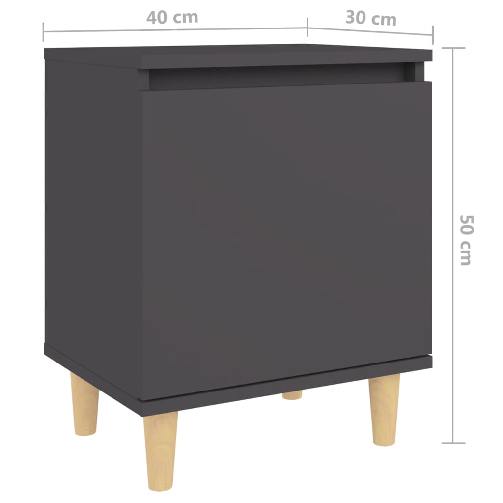 Nachtkastjes 2 st met massief houten poten 40x30x50 cm grijs is nu te koop bij PeponiXL, paradijselijk wonen!