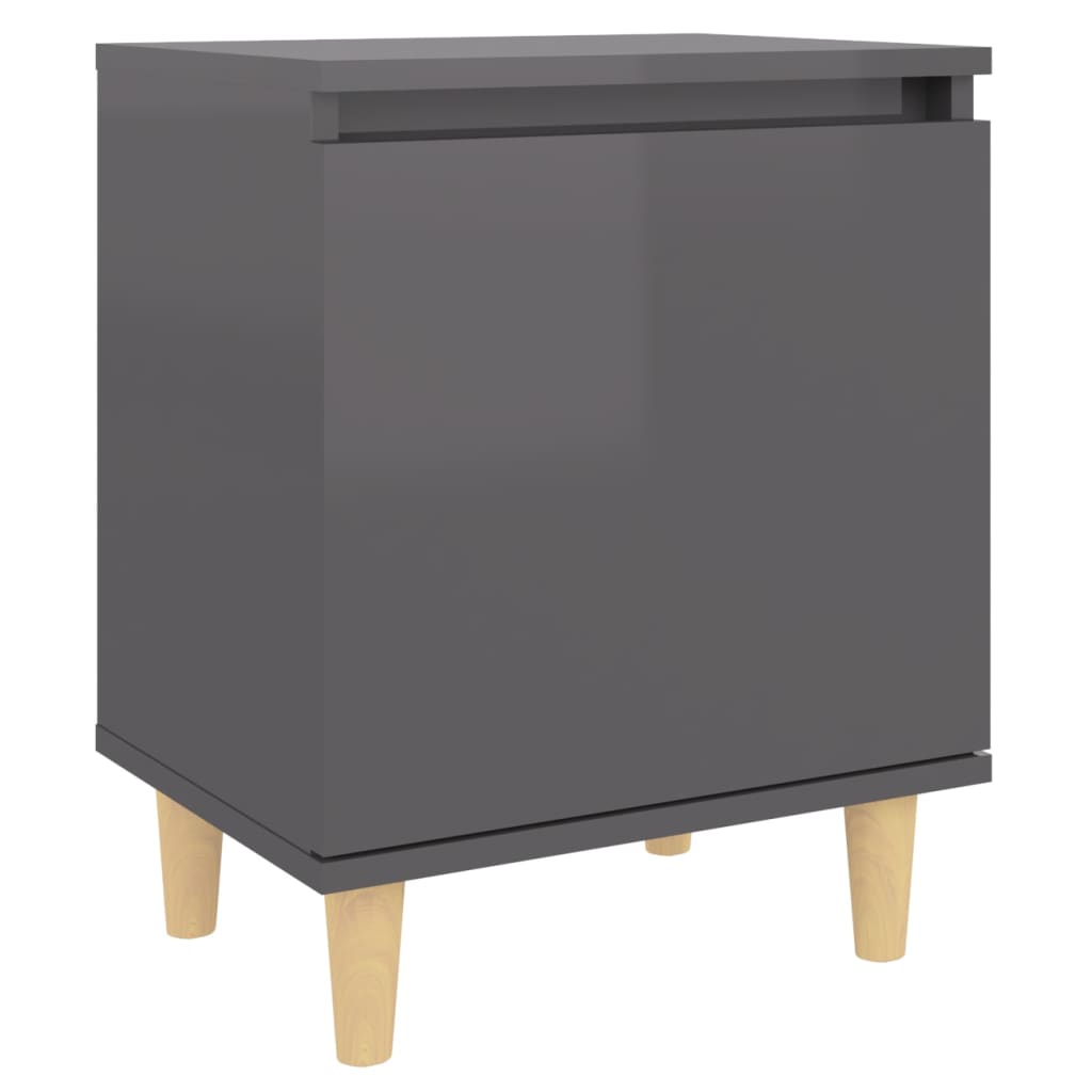 Nachtkastje met houten poten 40x30x50 cm hoogglans grijs is nu te koop bij PeponiXL, paradijselijk wonen!