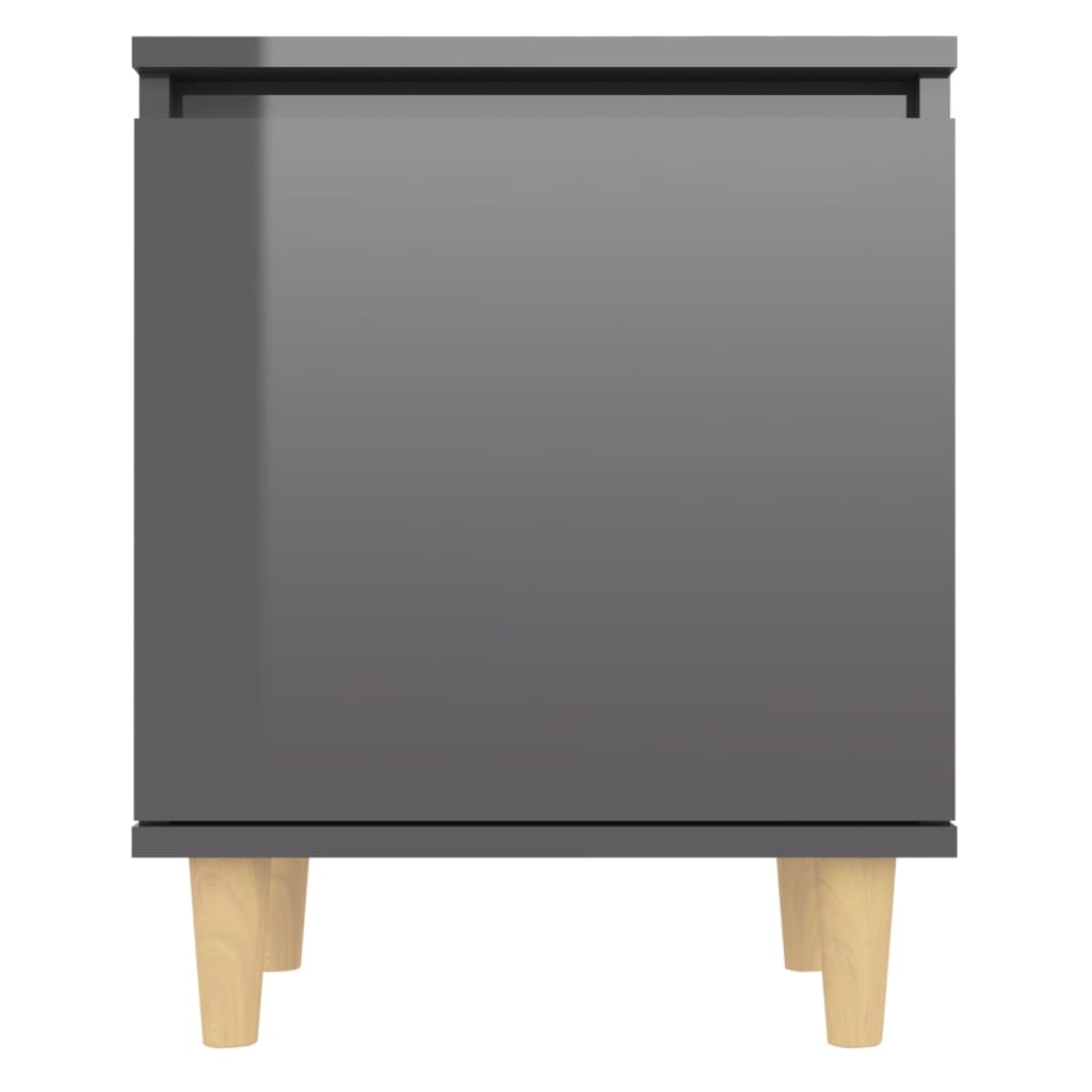 Nachtkastje met houten poten 40x30x50 cm hoogglans grijs is nu te koop bij PeponiXL, paradijselijk wonen!