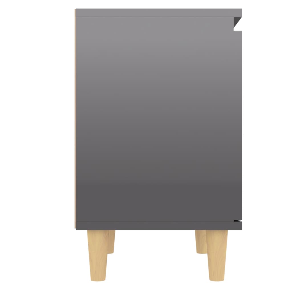 Nachtkastje met houten poten 40x30x50 cm hoogglans grijs is nu te koop bij PeponiXL, paradijselijk wonen!