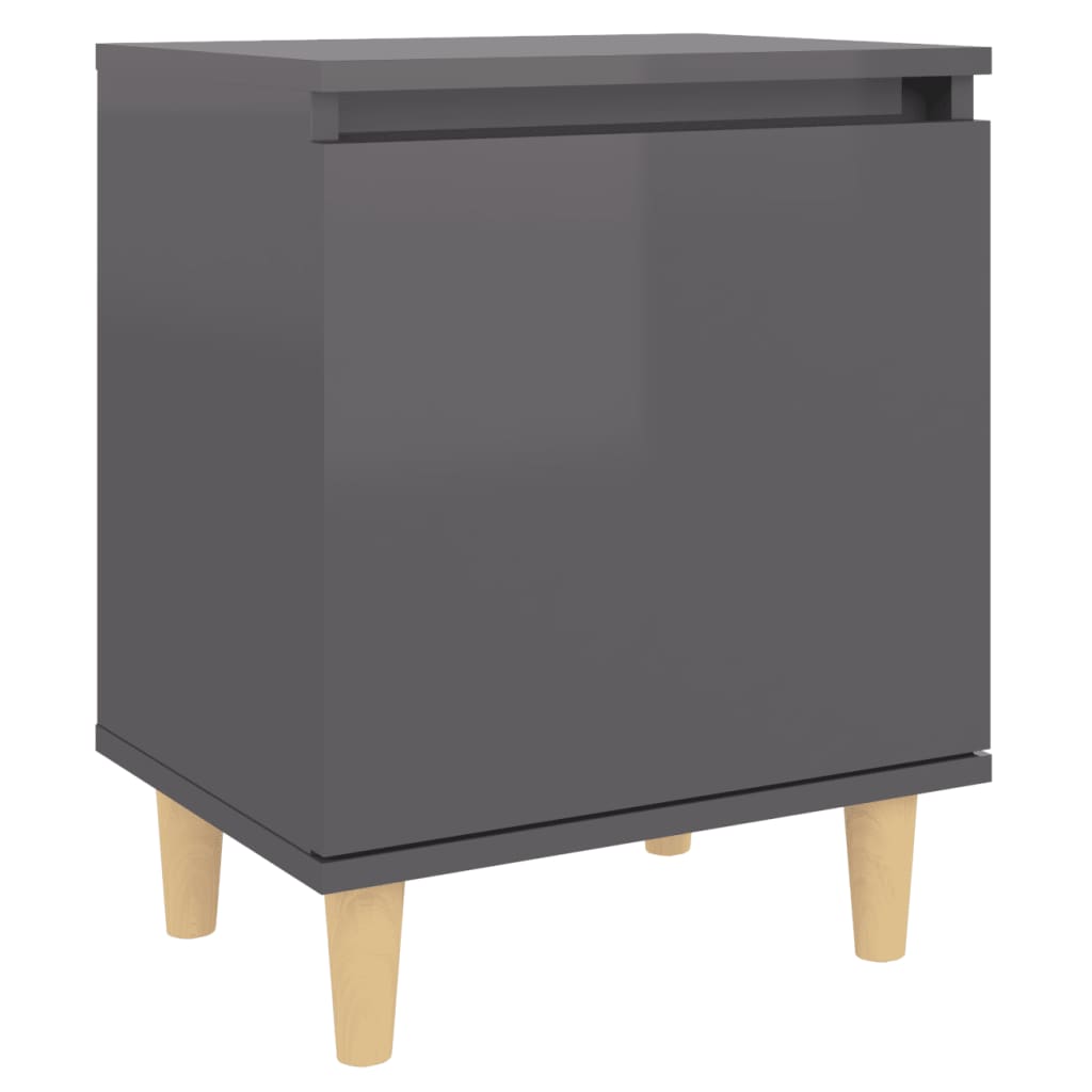 Nachtkastjes 2 st met houten poten 40x30x50 cm hoogglans grijs is nu te koop bij PeponiXL, paradijselijk wonen!