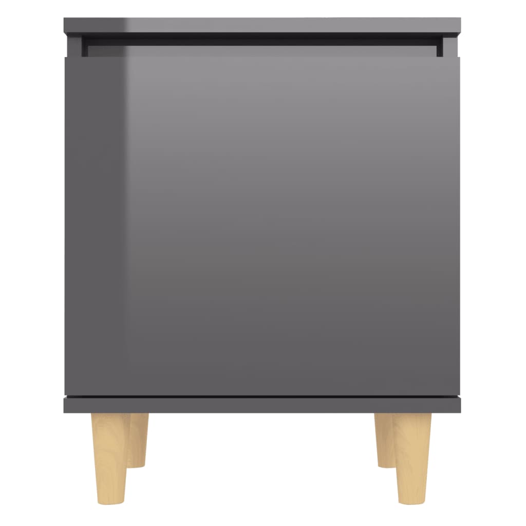 Nachtkastjes 2 st met houten poten 40x30x50 cm hoogglans grijs is nu te koop bij PeponiXL, paradijselijk wonen!