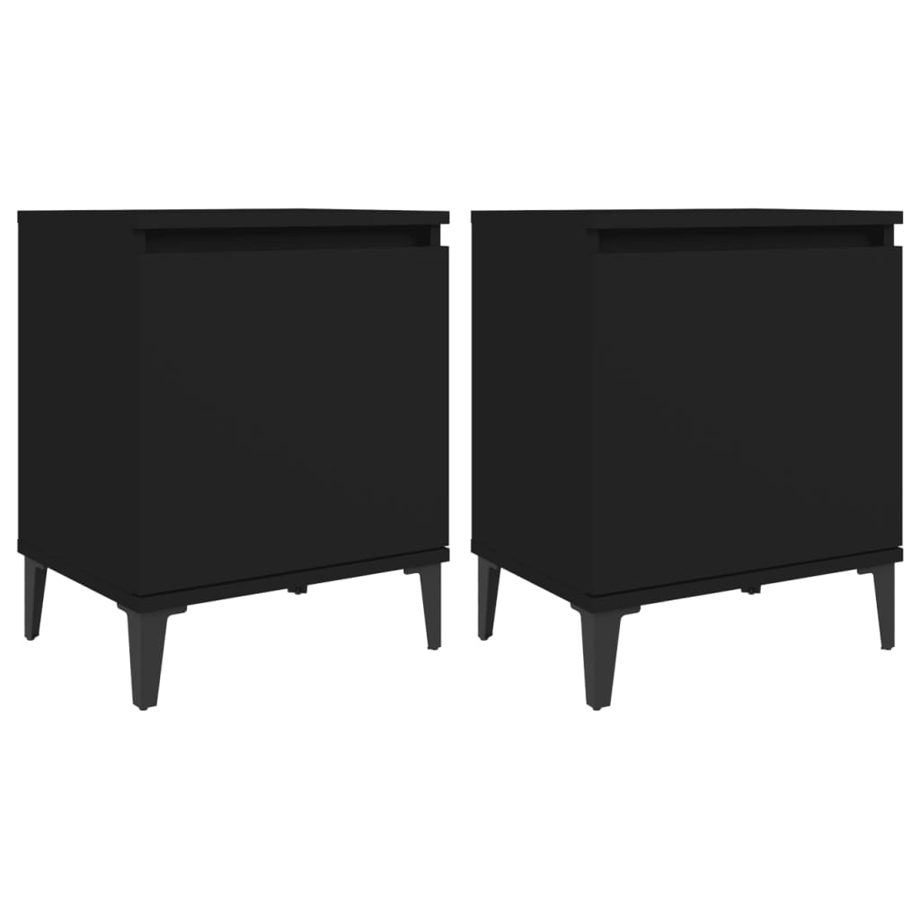 Nachtkastjes met metalen poten 40x30x50 cm zwart is nu te koop bij PeponiXL, paradijselijk wonen!