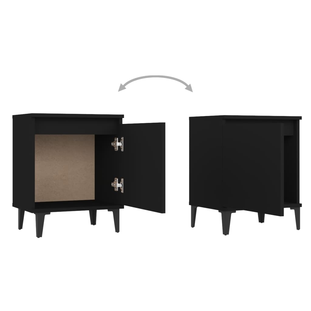 Nachtkastjes met metalen poten 40x30x50 cm zwart is nu te koop bij PeponiXL, paradijselijk wonen!