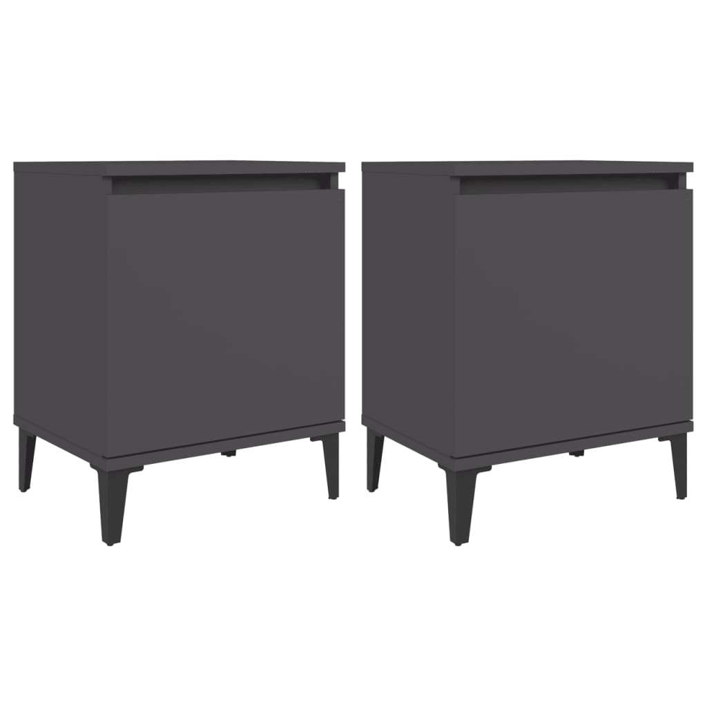 Nachtkastjes met metalen poten 40x30x50 cm grijs is nu te koop bij PeponiXL, paradijselijk wonen!