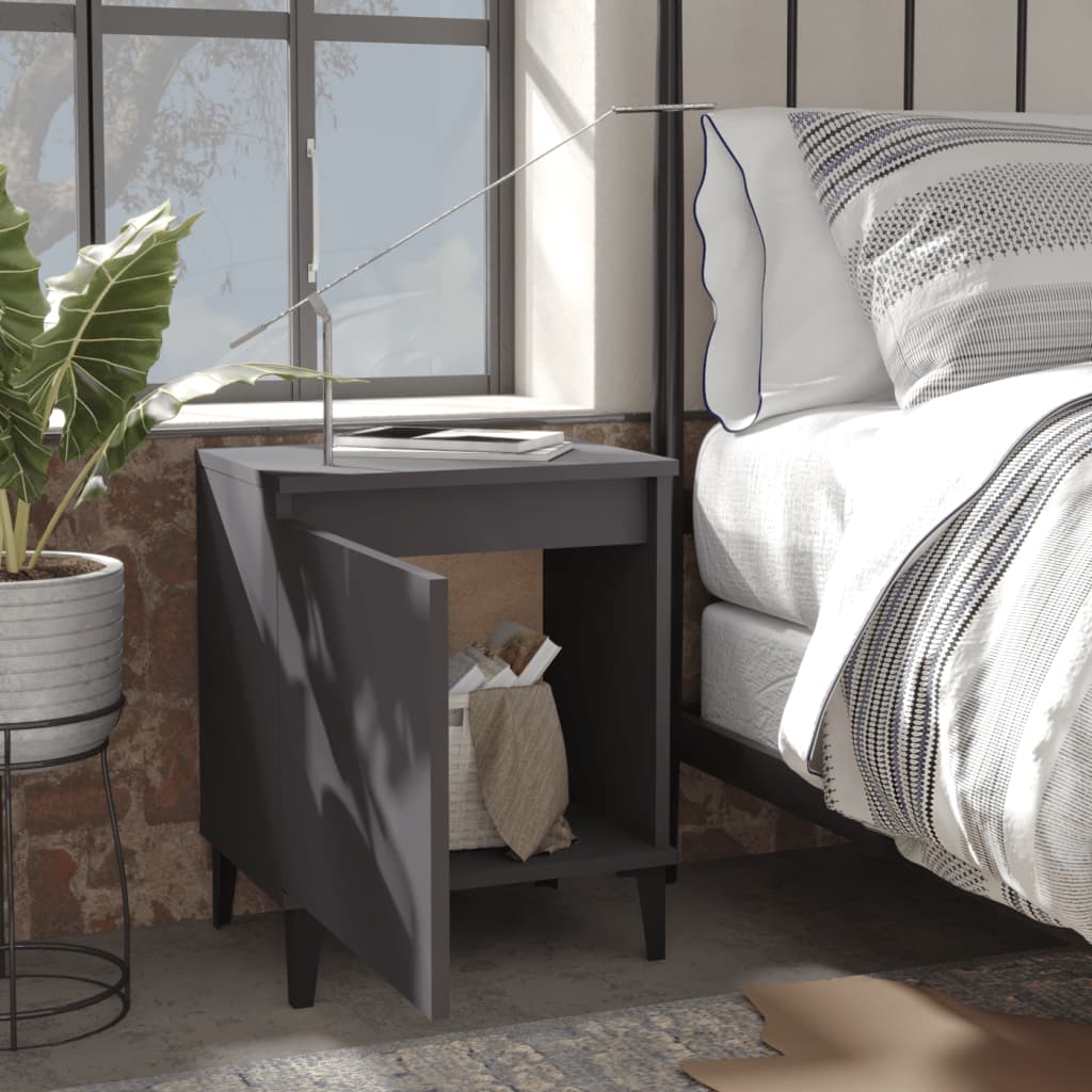 Nachtkastjes met metalen poten 40x30x50 cm grijs is nu te koop bij PeponiXL, paradijselijk wonen!