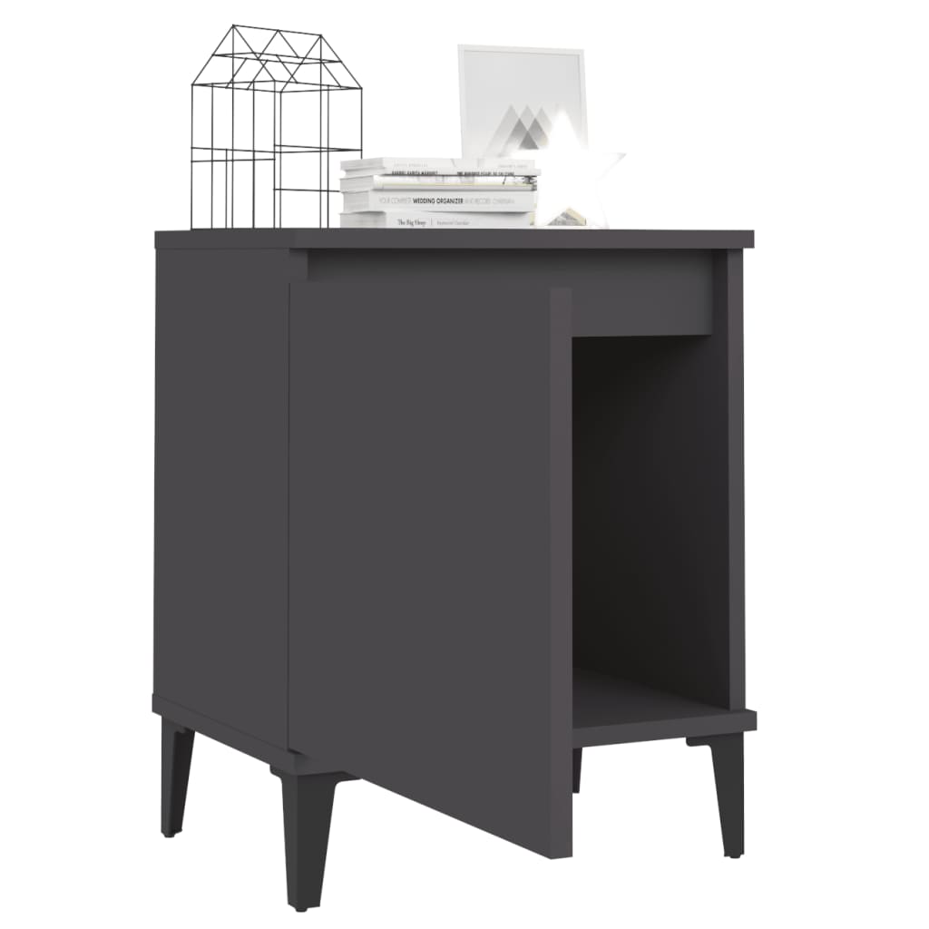 Nachtkastjes met metalen poten 40x30x50 cm grijs is nu te koop bij PeponiXL, paradijselijk wonen!