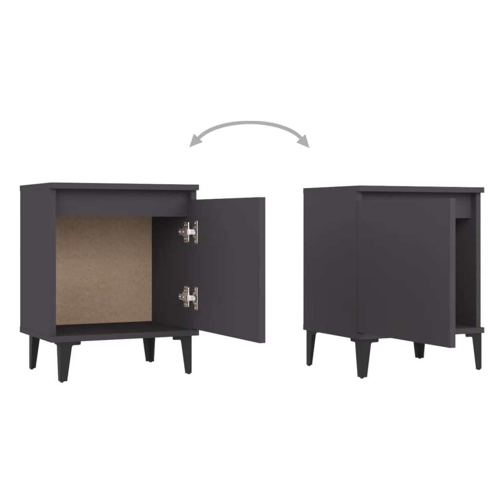 Nachtkastjes met metalen poten 40x30x50 cm grijs is nu te koop bij PeponiXL, paradijselijk wonen!
