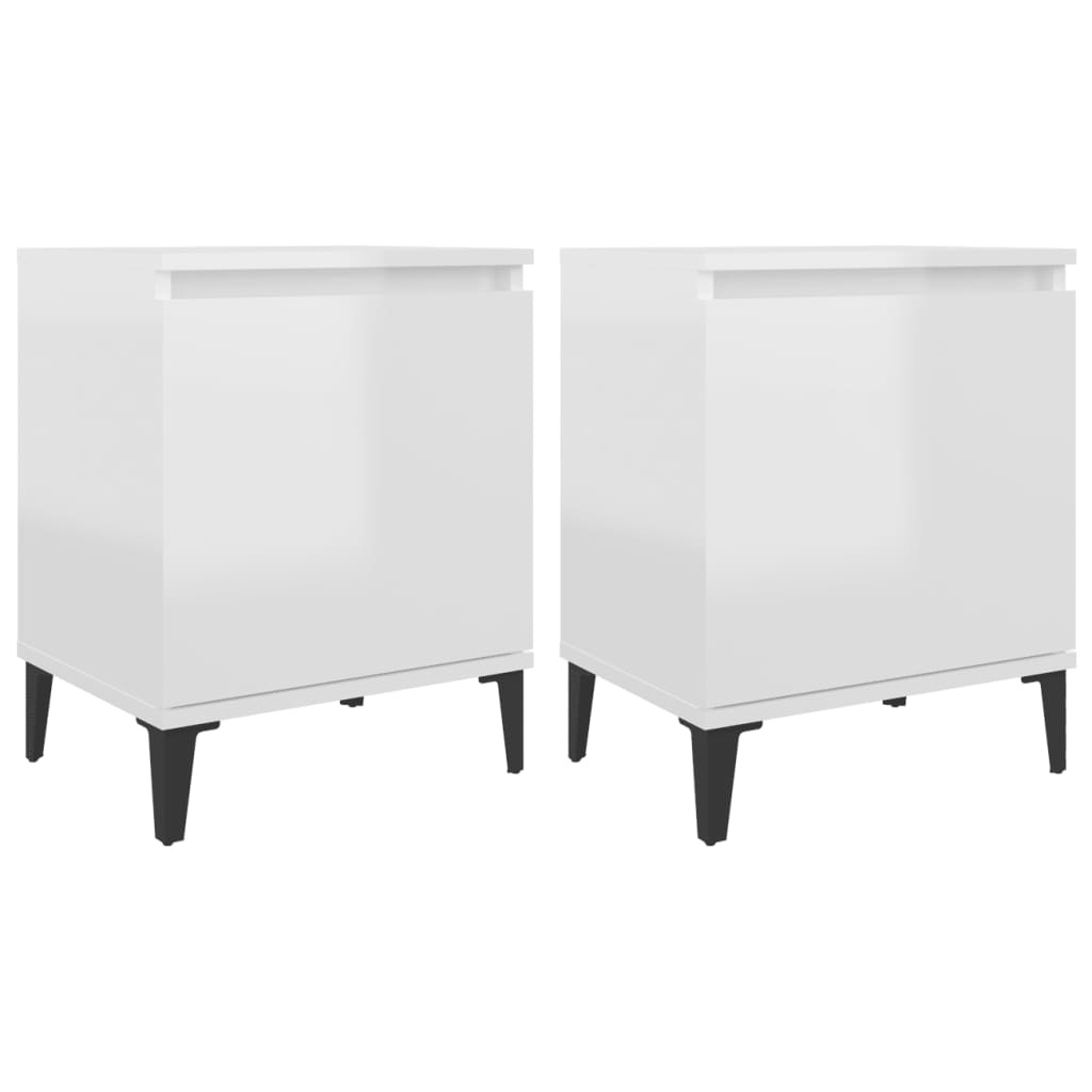 Nachtkastjes met metalen poten 40x30x50 cm hoogglans wit is nu te koop bij PeponiXL, paradijselijk wonen!