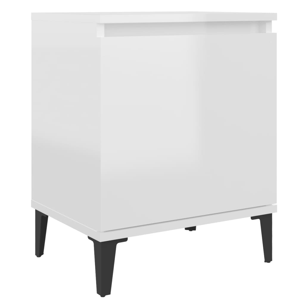 Nachtkastjes met metalen poten 40x30x50 cm hoogglans wit is nu te koop bij PeponiXL, paradijselijk wonen!