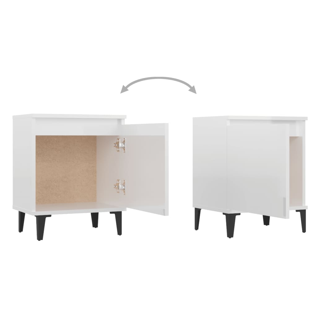 Nachtkastjes met metalen poten 40x30x50 cm hoogglans wit is nu te koop bij PeponiXL, paradijselijk wonen!