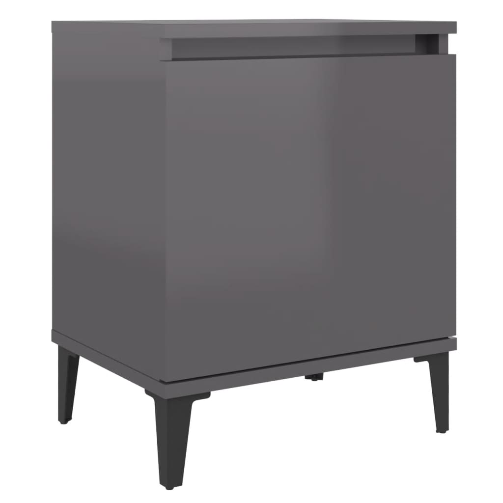 Nachtkastje met metalen poten 40x30x50 cm hoogglans grijs is nu te koop bij PeponiXL, paradijselijk wonen!