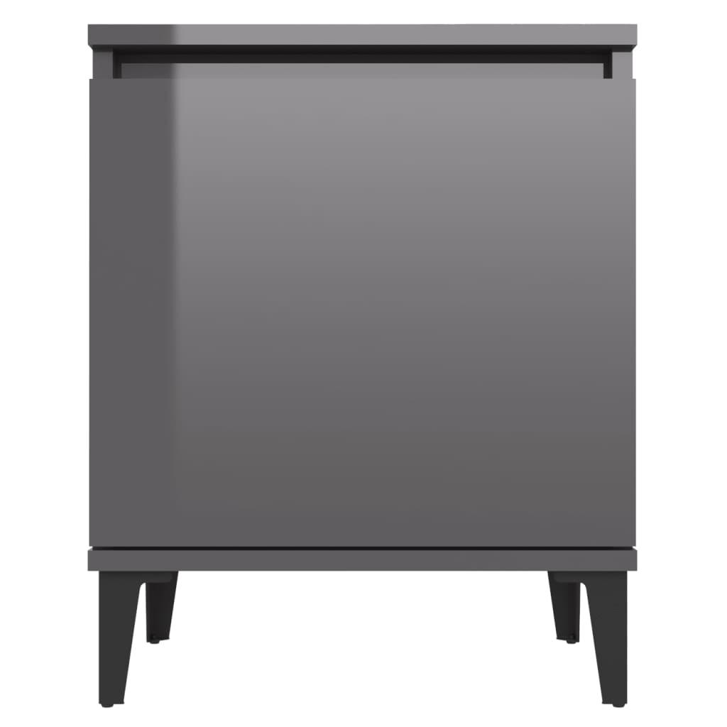 Nachtkastje met metalen poten 40x30x50 cm hoogglans grijs is nu te koop bij PeponiXL, paradijselijk wonen!