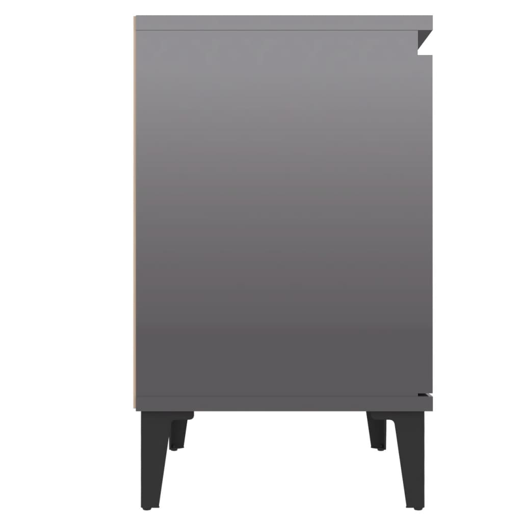 Nachtkastje met metalen poten 40x30x50 cm hoogglans grijs is nu te koop bij PeponiXL, paradijselijk wonen!