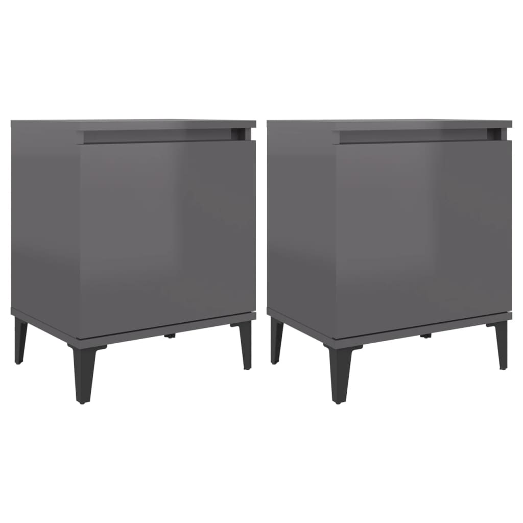 Nachtkastjes met metalen poten 40x30x50 cm hoogglans grijs is nu te koop bij PeponiXL, paradijselijk wonen!