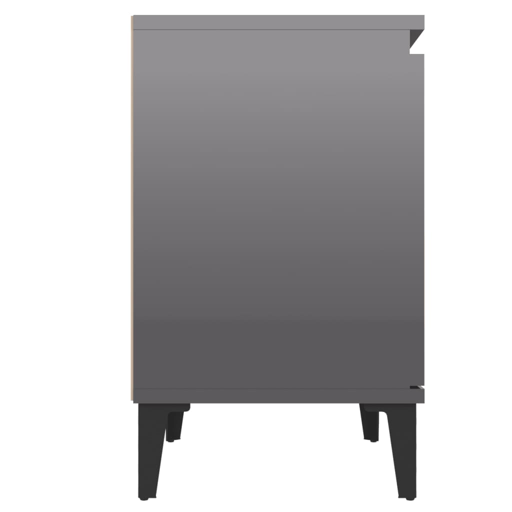 Nachtkastjes met metalen poten 40x30x50 cm hoogglans grijs is nu te koop bij PeponiXL, paradijselijk wonen!