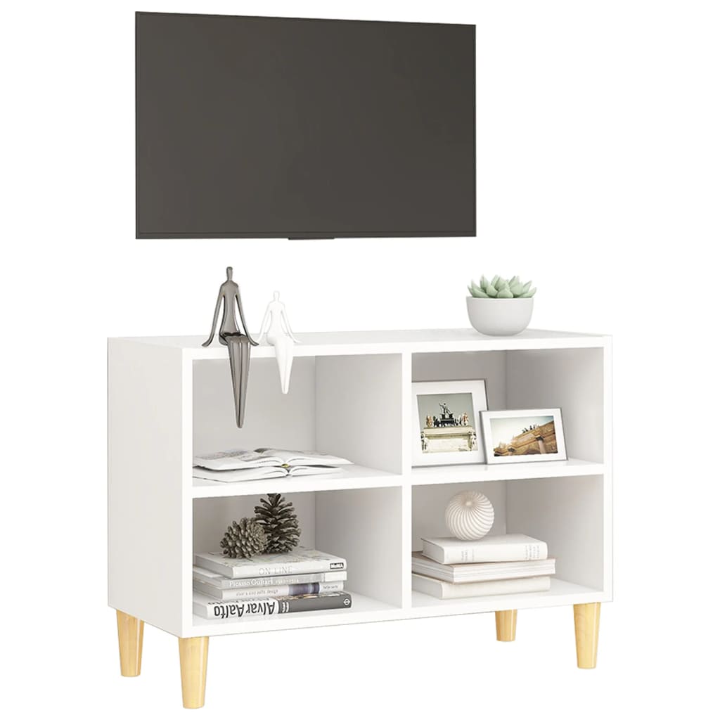 Tv-meubel met massief houten poten 69,5x30x50 cm wit is nu te koop bij PeponiXL, paradijselijk wonen!