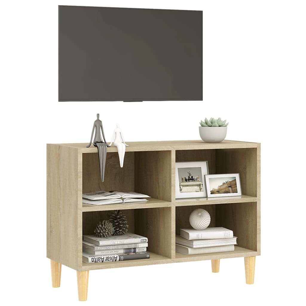 Tv-meubel met houten poten 69,5x30x50 cm sonoma eikenkleurig is nu te koop bij PeponiXL, paradijselijk wonen!