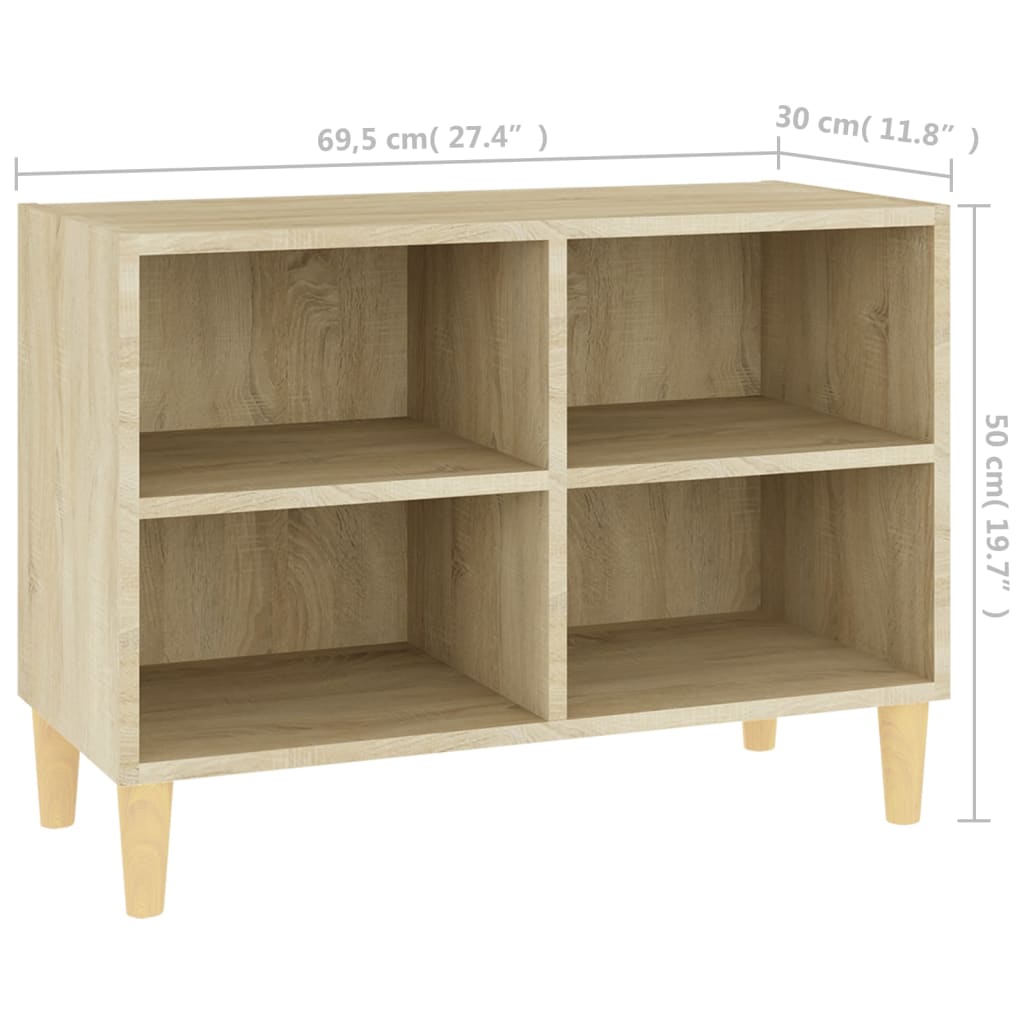Tv-meubel met houten poten 69,5x30x50 cm sonoma eikenkleurig is nu te koop bij PeponiXL, paradijselijk wonen!